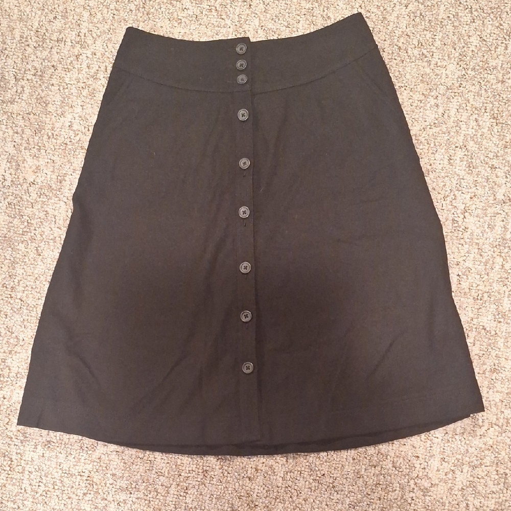 Banana Republic Black Wool  Button-Front A-Line Skirt